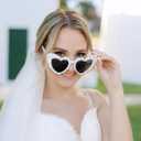 Heart Sunglasses Bride to Be Gifts - Pearl Bride Glasses for Bachelorette Party Favors (White Pearls Colored Diamonds)