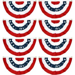 EBaokuup 8 Pcs USA Patriotic Pleated Fan Flags-3 x1.5 Ft American US Flag Bunting Banner Patriotic Bunting Flag Stars and Stripes Flag Bunting for Memorial Day The 4th of July and Labour Day