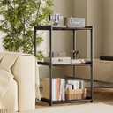 3-Tier Storage Shelves with Plastic Connectors – Metal Shelf Organizer for Pantry, Closet & Bathroom, Space-Saving Sturdy Shelving Unit Rack, Black, 17.3" x 12.8" x 28.9"