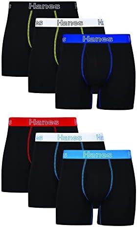 Hanes mens Boxer Brief Underwear Pack, Stretch Cotton Boxer Briefs for Men, Moisture-wicking, 6-Pack XL, Black