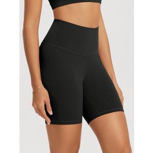 ODODOS Lounge Yoga Shorts for Women- 6" High Waist Buttery Soft Biker Shorts (Medium, black)