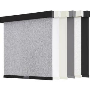 AOSKY Blackout Roller Shades Cordless Blinds for Windows, Free-Stop Shades with Valance, Thermal Insulated Fabric, UV Protection, Natural Woven Blinds for Home (35.5" W x 72" H, Heather Grey)