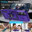 Janmitta Compatible with Moto G Stylus 5G 2026/2025 Case Built in Slide Camera Lens Cover+Screen Protector+Finger Ring Holder Kickstand,Heavy Duty Shockproof Full Body Protective Phone Cover,Purple