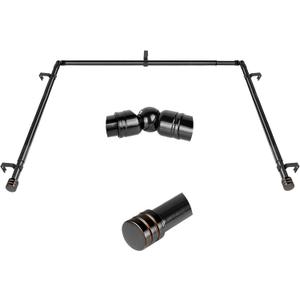 Bay Window Curtain Rods, HOTOZON 1 Inch Heavy Duty Curtain Rods for Bay Windows 36-72 Inch(Center Rod), 20-36 Inch Side Rods for Windows, Decorative Drapery Rods with End Cap Finials, Black