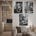 Highland Cow Kitchen Wall Art Funny Cow Cooking Canvas Painting Black And White Highland Cattle Posters Prints Vintage Farmhouse Animals Pictures Wall Decor for Bar Kitchen Dining Room Framed