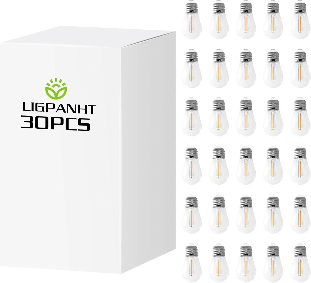 S14 LED Replace Light Bulbs for Patio String Light Shatter-Resistant Waterproof Hanging Light Bulbs for Outdoor String Lights Base E26 (30)