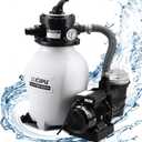CIPU 12-inch Sand Filter Pump System Handy 4-Way Valve for Above Ground Swimming Pools with Prefilter Pool Pump 115V 6-Foot Cord to Easy Installation SFPS12501, 12IN up to 18ft pools
