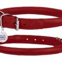 Rolled Leather Dog Collar Soft Round Collars, ID Tag for Small Medium Large Dogs (11-14 inch, Imperial Red)