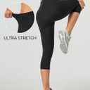 Heathyoga Capri Leggings for Women High Waisted Capri Leggings with Pockets for Women Tummy Control Yoga Pants Women (Black, XXL)