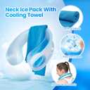 Samply Ice-Filled Neck Cooler with Cooling Towel, Silent Non-Gel Ice Pack for Muscle Soreness,Cervical Pain Support, Cold Compress Therapy for Sports, Travel, Ideal for Hot Weather, Light Gray