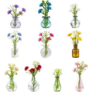 Mini Vase Magnets for Fridge, 10pack Cute Tiny Magnetic Glass Vases Refrigerator Accessories, Real Flowers Pot Magnet, Funny Aesthetic Plant Pot Locker Office Kitchen Decoration, Small Magnet Bud