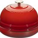 Enameled Cast Iron Dutch Oven Pot with Lid, Round Bread Oven for Homemade Sourdough Bread Baking, 6 Quart, Red