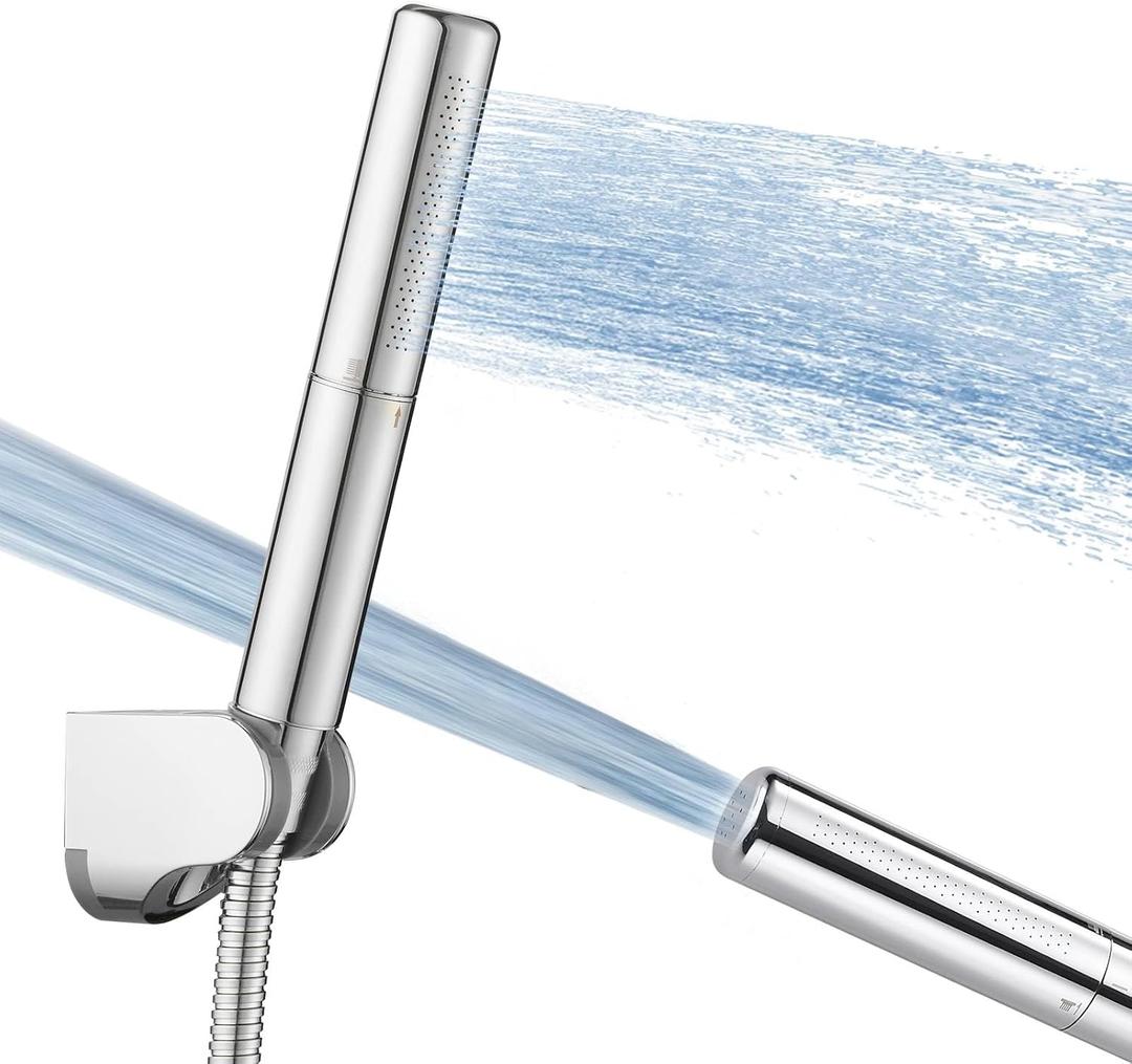 Homipro Chrome Brass 2 In 1 Function High Flow Handheld Shower Head Set High Pressure 7 Inch Chrome Finish Shower Head Sprayer Hand Shower Wand with 59 Inch Hose, Bracket