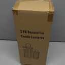 Solar Lantern Decorative Outdoor Set of 2 (18’’ & 15’’) Modern Black Metal Lanterns with Solar Candles, Decorative Candle Lanterns for Outdoor Porch, Patio, Garden, Yard Decor