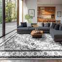 LBRO2M Boho Area Rug 9X12 Washable Rugs for Bedroom Low Piles Indoor Carpet, Non Slip Soft Rug for Living Room, Dining Room, Gray Rug Foldable Pet Friendly Area Rugs Stain Resistant (9'X12' Gray)