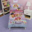 Paw Patrol Skye We're A Team 4 Piece Toddler Bedding Set - Includes Comforter, Sheet Set - Fitted + Top Sheet + Reversible Pillow Case for Girls Bed, Pink