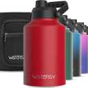WATERSY 1 Gallon Water Bottle Insulated(Cold for 48 Hrs),BPA Free&Leak Proof,128oz Stainless Steel Water Jug,Big thermo,Large Water Bottle with Handle for Gym,Hiking,Camping&Travel,Red