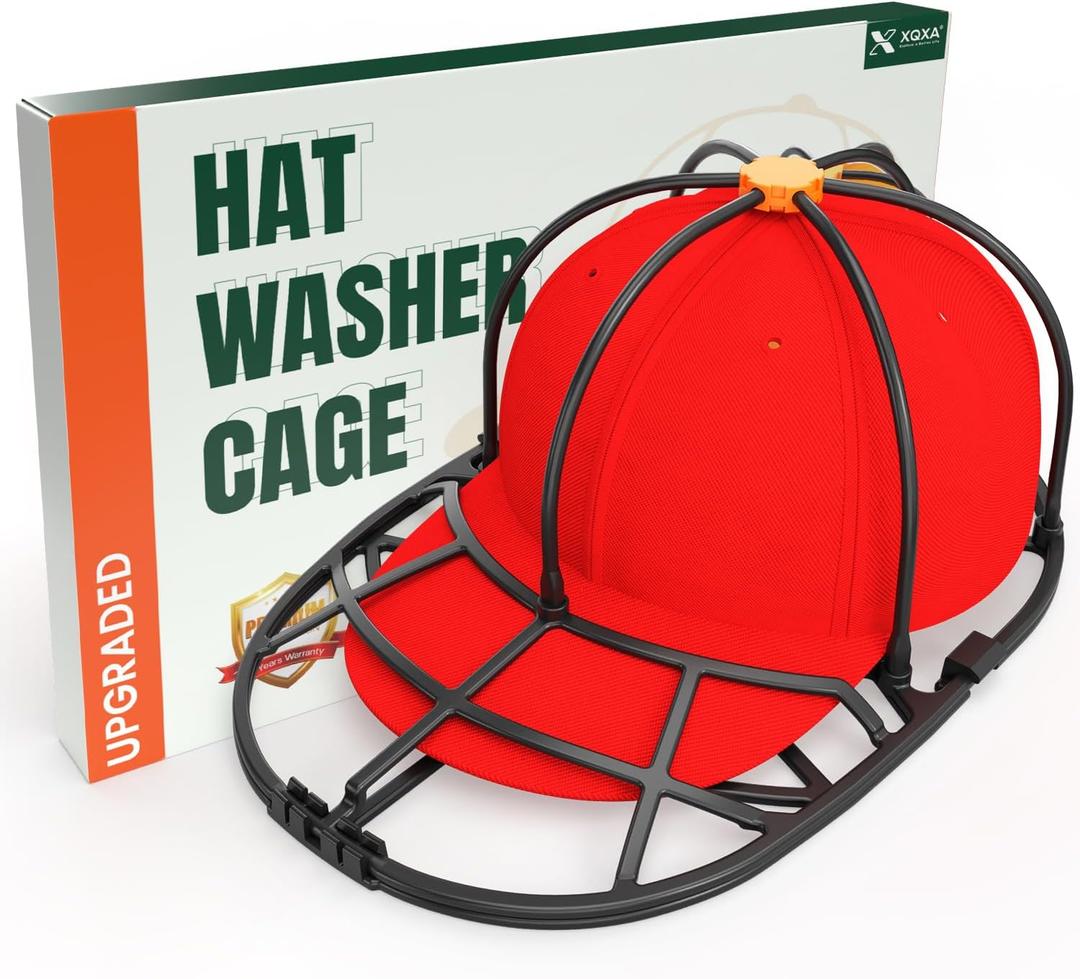 1-Pack Hat Washer Cage, Upgradedd Baseball Caps Washer for Dishwasher/Washing Machine, Hat Cleaner Protector Fit for Adult and Kids Hats, Black (1 Pack (New))