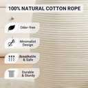 Fiona's magic Cotton Rope Laundry Hamper Basket, 65L Woven Large Laundry Basket, Tall Dirty Clothes Hamper for Storage Blankets, Toys in Bedroom, Living Room Organizing-Collapsible-Beige