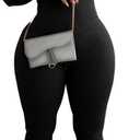 Mrskoala Women Long Sleeve Bodycon Jumpsuit One Piece Zip Up Romper (Medium, Black)