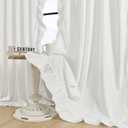 FOLKSIDE White Ruffle Curtains 84 Inches Long 2 Panels for Living Room Bedroom Suede Fabric Romantic Rod Pocket Light Filtering Window Curtains for Girls Kids Nursery Room Drapes Decor, 52x84