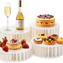 4Pcs Buffet Risers, Foldable Food Risers for Buffet Table, 12" Reusable Cardboard Display Risers Cylinder Stands with Acrylic Plates for Party, Wedding, Catering & Birthday Decor