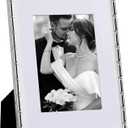 eletecpro 8x10 Metal Picture Frame with Real Glass Cover, Display 5x7 with Mat or 8x10 Without Mat for Wall or Tabletop, Elegant Plated Photo Frames with Soft Touch Velvet Backing, Silver