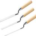 Lothee 3 Pieces Tuck Pointer Trowel Set with Wood Handle, 6-3/4" by 1/4", 3/8", 1/2", Professional Mortar Repair and Masonry Tools for Tuck Pointing