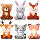 Aoriher 4 Pcs Mini Woodland Animals Plush Toys Gift 4 Inch Cute Plush Bear Rabbit Squirrel Raccoon Stuffed Keychain for Baby Shower Birthday Party Centerpiece Decor Classroom Prizes(Regular Style)