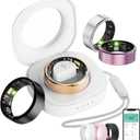 Smart Ring For Women Men, Health Tracker with Heart Rate/Blood Oxygen/Blood Pressure/Sleep Monitoring/Step Counting, IP68 Waterproof Fitness ring (Rose Gold)