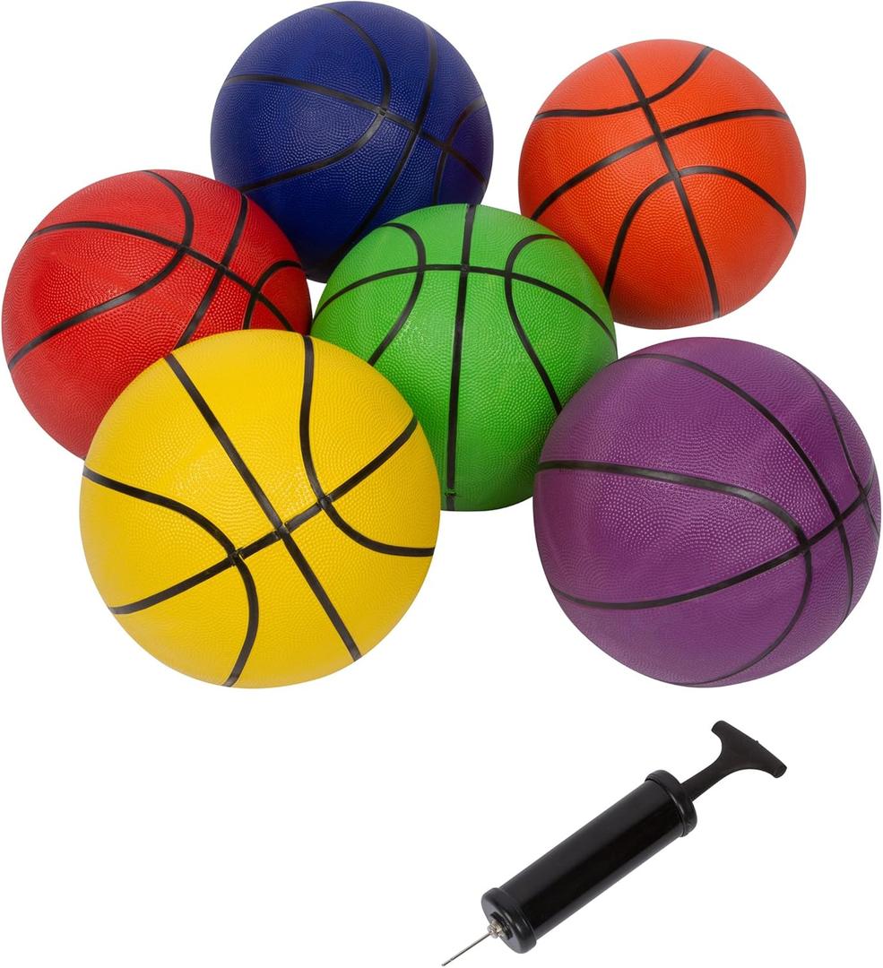 Trademark Innovations 29.5" Size 7 Regulation Size Basketballs - Set of 6 Multicolor with Pump