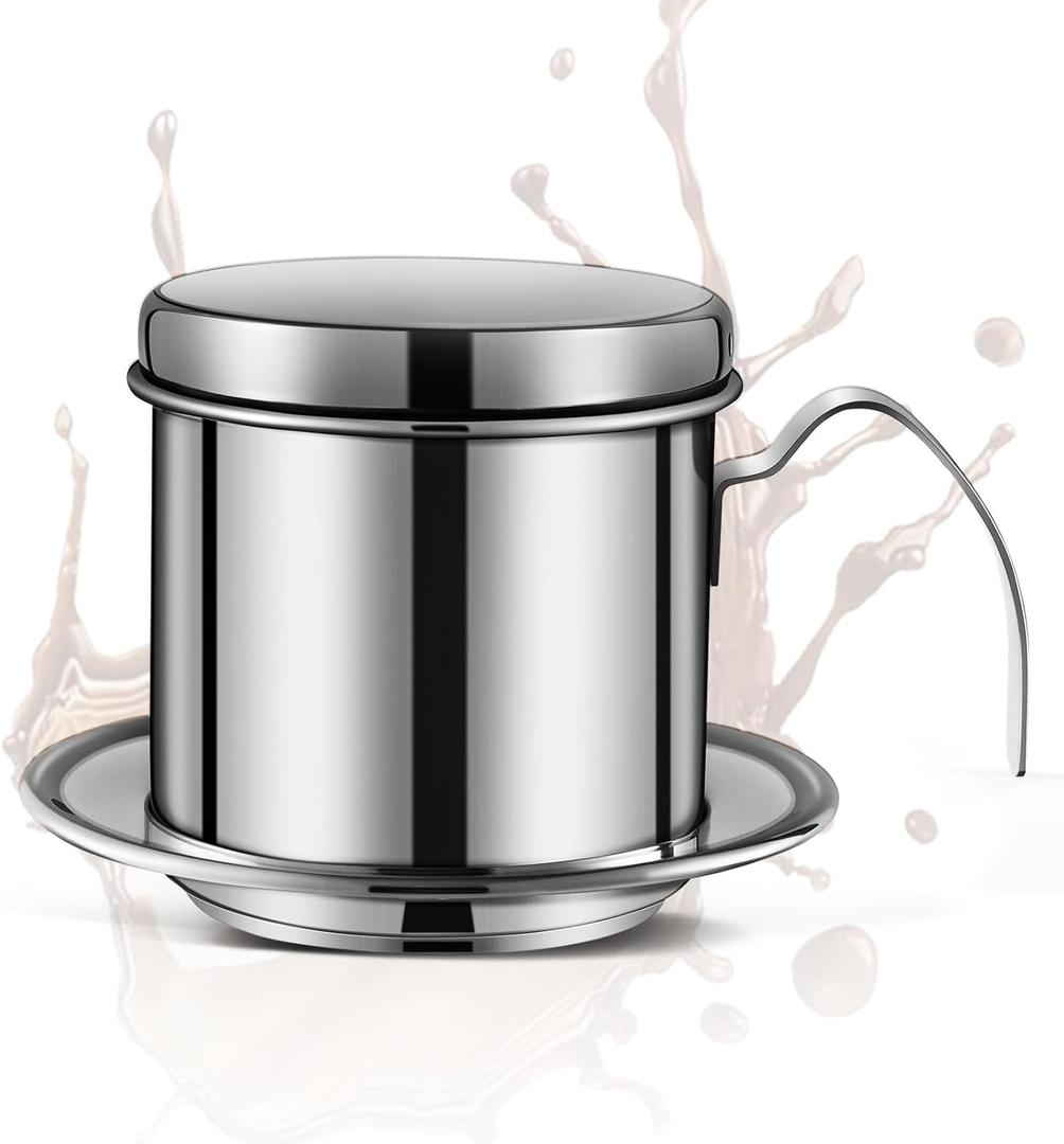 Authentic Vietnamese Coffee Dripper | Heavy-Duty 8oz Phin Filter Vietnamese Coffee Maker | Premium Stainless Steel Phin Coffee Filter for Rich Slow-Drip Brew