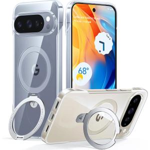 TORRAS Slim Magnetic Stand for Google Pixel 10 Pro XL Case Clear, Never Yellowing, Fit for MagSafe, Frameless Phone Case for Pixel 10 Pro XL, Open Edges, Ultra Thin Lightweight, Hard PC Cover, Clear