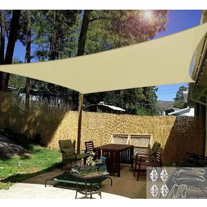 8' x 14' Sun Shade Sail Rectangle Outdoor Canopy Cover with Hardware Kit UV Block for Backyard Porch Pergola Deck Garden Patio Pool (Beige)