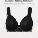 Ultra Soft Lace Bras for Women, Full Coverage Underwire Minimizer Bras, Lifting Comfort Bra for Everyday Wear. (Black) 38/85
