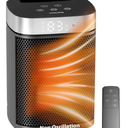 Small Portable Space Heater for Indoor Use  VOCRS 1500W PTC Electric Heater with Thermostat, Remote Control, 12H Timer, Eco and Fan Mode, Rapid and Safe Heating for Bedroom, Office