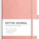 RETTACY Dotted Journal Notebook, 192 Pages, A5 Medium Size (5.7'' x 8.3''), Leather Hardcover, 100 GSM Thick Paper, for Journaling, Planning, Tracking (Pink)