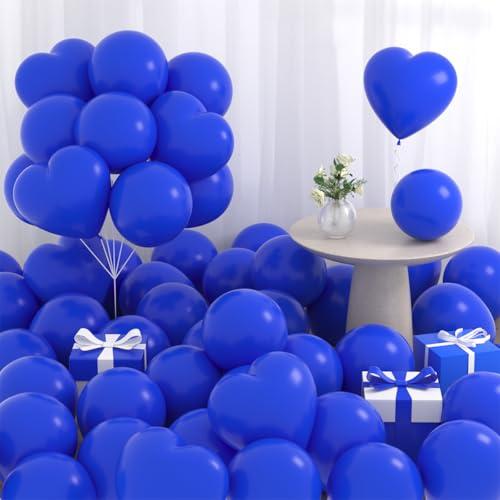 CEUQIESO Matte Royal Blue Balloons, 60 pcs 12 Inch Dark Blue Balloons and Heart Balloon for Balloon Garland Arch Birthday Wedding Baby Shower Bachelorette Decorations (Royal Blue)