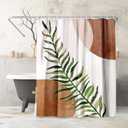 Americanflat 71x74 Boho Shower Curtain - Water-Resistant Long Shower Curtain with Durable Metal Grommets and 12 Hooks - 100% Polyester - Terracotta, Forest Green, Olive Green, Cream and Soft Pink