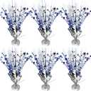 6 Pack Metallic Foil Spray Table Centerpiece Decoration Star Brust Glitter Table Topper Decor for Birthday Graduation Holiday Christmas New Year's Eve Celebration Party Supplies Blue Silver