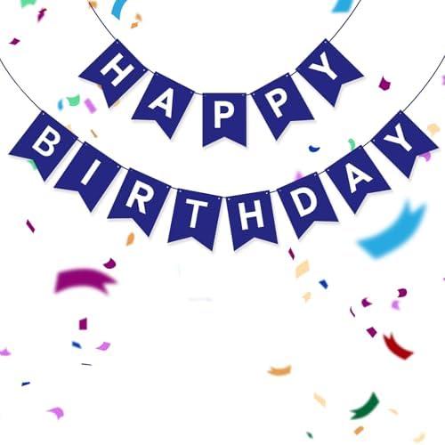 BLEUM CADE Happy Birthday Banner, Reusable Birthday Decorations for Boys, Girls, Men, Women, Reusable Party Signs for Indoor Outdoor Baby Shower Decor Wall Door Banner Garland, 6.3'' x 7.9'', Blue, Pack of 6