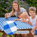 Picnic Table Cover with Bench Covers and Bag, Camping Table Camping Essentials Cover with Elastic Edges (Blue)