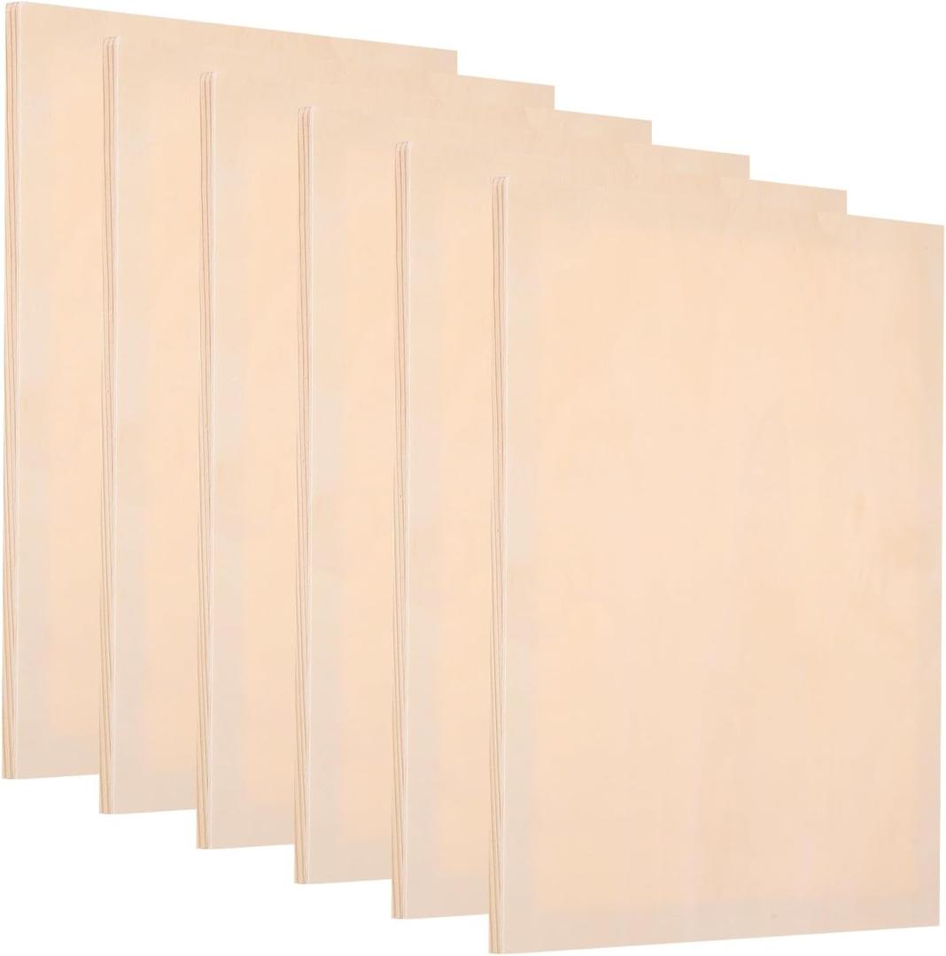PATIKIL 12 x 8 Inch Wood Panel Board, 6 Pack Unfinished Wooden Canvas Boards Square Blank Deep Cradle Board for Painting Pouring DIY Art Use with Oils Acrylics