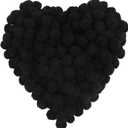 MORFEN 150 Pieces Pom Poms, 1 Inch Black Craft Pom Poms, Fuzzy Pompom Puff Balls, Small Pom Pom Balls for DIY Arts, Crafts Projects, Home Decorations