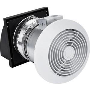 512M 6-inch Through Wall Exhaust Fan, Fast Deodorize, Dehumidify & Metal Exhaust Vent Cap, Corrosion-Resistant80 CFM 4.0 Sones, Bathroom Wall Exhaust Fan, with Retractable Duct&Non-Return Flap