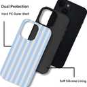 Blue Striped Phone Case,Trendy Simple Aesthetic Stripes Hybrid 2 Layer Protective Case for iPhone 13,Blue