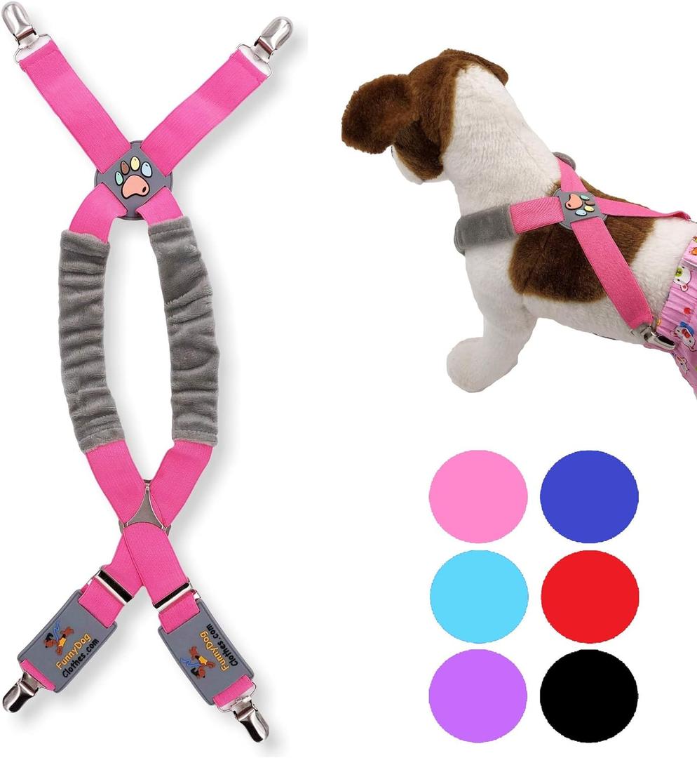Dog Suspenders for Pet Clothes Apparel Diapers Pants Skirt Belly Bands Small Medium and Large Dogs (L/XXL: 25lb - 100lb, Pink)