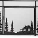 Plow & Hearth Metal Fireplace Screen Cabin Black | 44" W x 33" H | Magnetic Hinged Door | Spark Guard Cover | Stand Alone Wrought Iron Panel Fire Place Cover