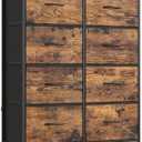 SONGMICS Dresser for Bedroom, Chest of Drawers, Steel, MDF, 8 Non-Woven Fabric Drawers, Storage Organizer Unit, Closet, Entryway, Rustic Brown and Ink Black ULGS124B02S