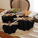 Briful Extra Large Black Yarn Fall Pumpkins, 3 Sizes Handmade Knitted Crocheted Pumpkins, Christmas Farmhouse Decor, Autumn Halloween Home Dcor, Dia.7in/6.3in/5.5in Artificial Pumpkins(3pcs)